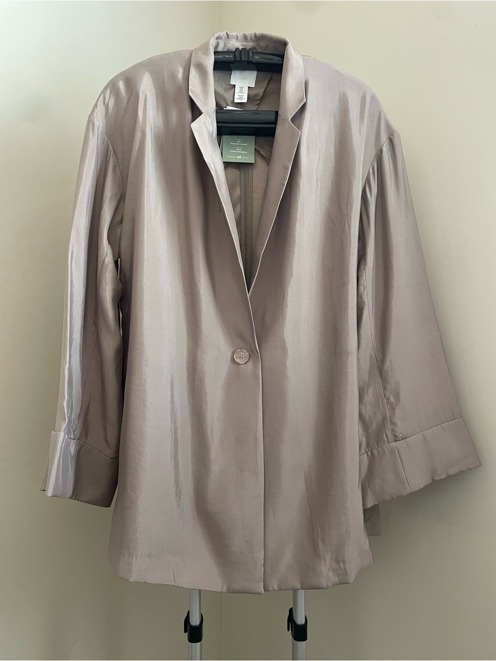 H&M Shimmery Taupe Single-Button Blazer/runs big